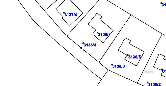 Parcela st. 3136/4 v KÚ Teplice, Katastrální mapa