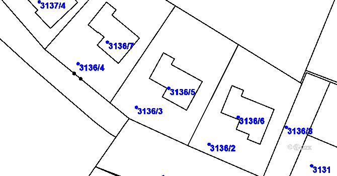Parcela st. 3136/5 v KÚ Teplice, Katastrální mapa