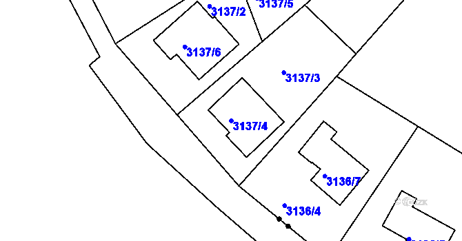 Parcela st. 3137/4 v KÚ Teplice, Katastrální mapa