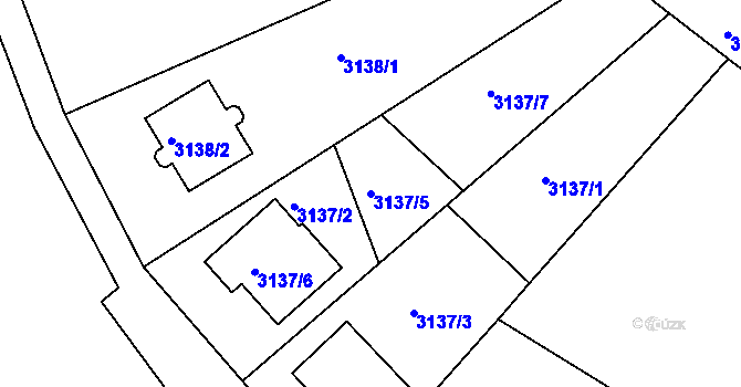 Parcela st. 3137/5 v KÚ Teplice, Katastrální mapa