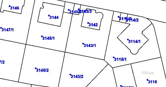 Parcela st. 3143/1 v KÚ Teplice, Katastrální mapa