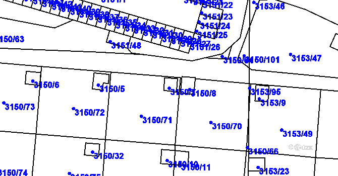 Parcela st. 3150/7 v KÚ Teplice, Katastrální mapa