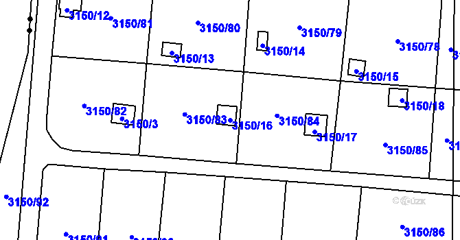 Parcela st. 3150/16 v KÚ Teplice, Katastrální mapa