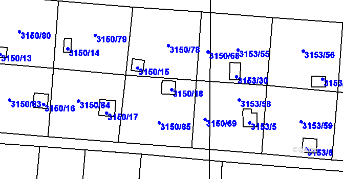 Parcela st. 3150/18 v KÚ Teplice, Katastrální mapa