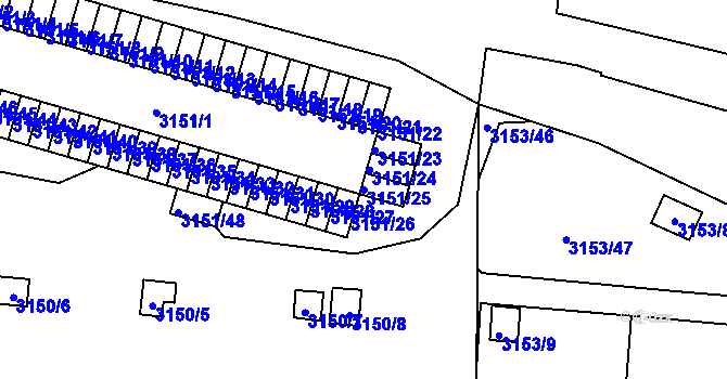 Parcela st. 3151/25 v KÚ Teplice, Katastrální mapa