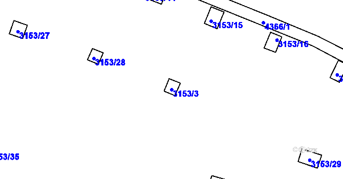 Parcela st. 3153/3 v KÚ Teplice, Katastrální mapa