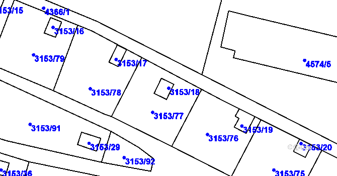 Parcela st. 3153/18 v KÚ Teplice, Katastrální mapa