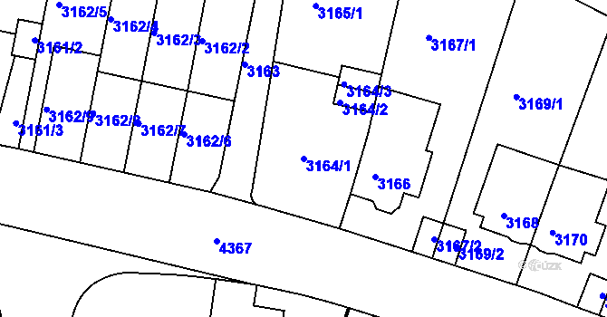 Parcela st. 3164/1 v KÚ Teplice, Katastrální mapa