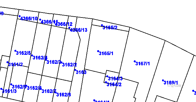 Parcela st. 3165/1 v KÚ Teplice, Katastrální mapa