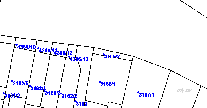 Parcela st. 3165/2 v KÚ Teplice, Katastrální mapa