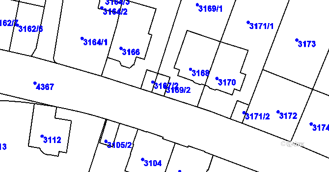 Parcela st. 3169/2 v KÚ Teplice, Katastrální mapa