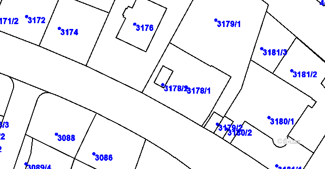 Parcela st. 3178/2 v KÚ Teplice, Katastrální mapa