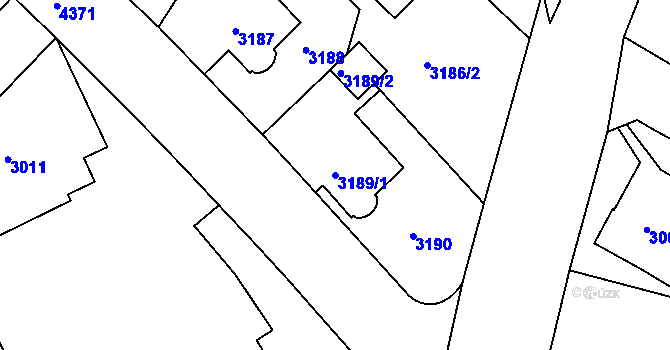 Parcela st. 3189/1 v KÚ Teplice, Katastrální mapa