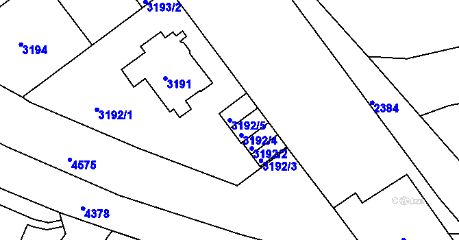 Parcela st. 3192/5 v KÚ Teplice, Katastrální mapa
