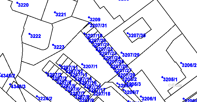 Parcela st. 3207/23 v KÚ Teplice, Katastrální mapa