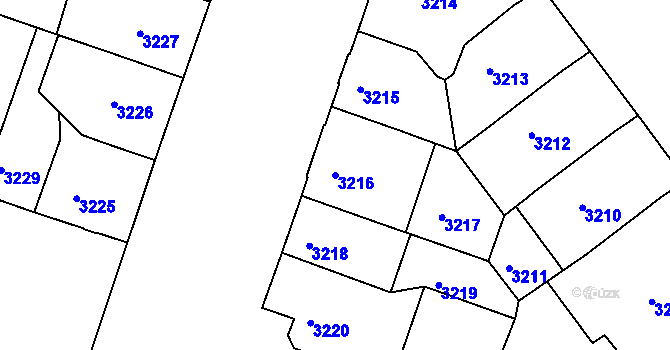Parcela st. 3216 v KÚ Teplice, Katastrální mapa