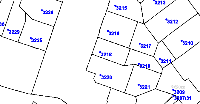 Parcela st. 3218 v KÚ Teplice, Katastrální mapa