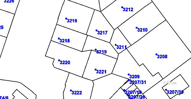 Parcela st. 3219 v KÚ Teplice, Katastrální mapa