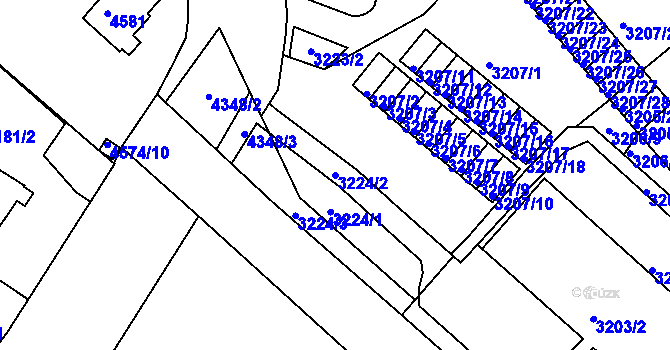Parcela st. 3224/2 v KÚ Teplice, Katastrální mapa