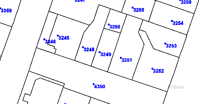 Parcela st. 3249 v KÚ Teplice, Katastrální mapa