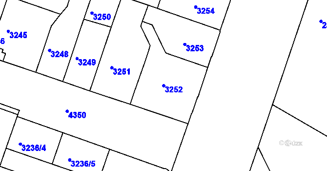 Parcela st. 3252 v KÚ Teplice, Katastrální mapa