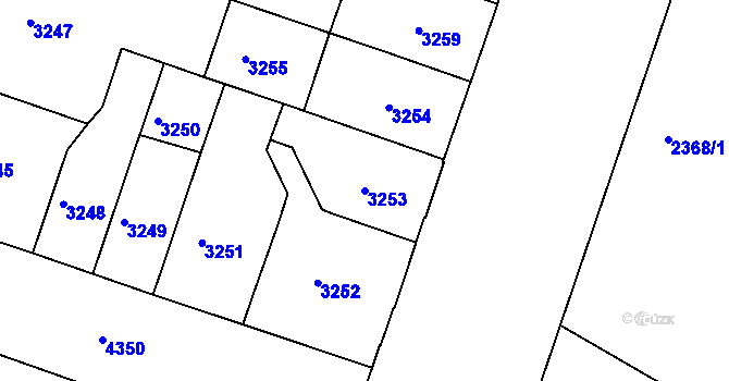 Parcela st. 3253 v KÚ Teplice, Katastrální mapa
