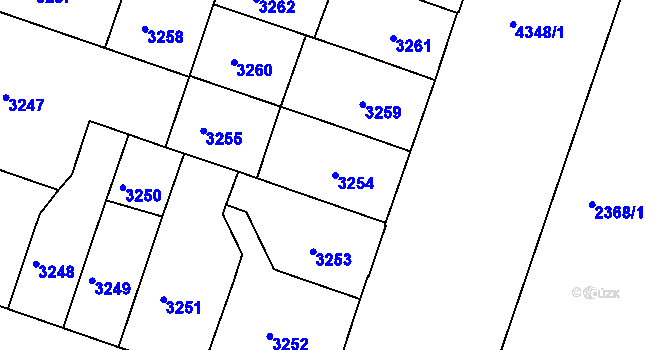 Parcela st. 3254 v KÚ Teplice, Katastrální mapa