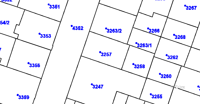Parcela st. 3257 v KÚ Teplice, Katastrální mapa