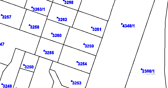 Parcela st. 3259 v KÚ Teplice, Katastrální mapa