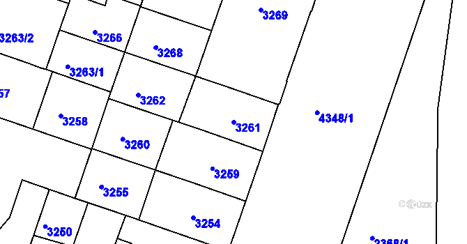 Parcela st. 3261 v KÚ Teplice, Katastrální mapa