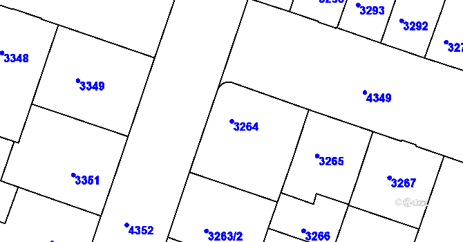 Parcela st. 3264 v KÚ Teplice, Katastrální mapa
