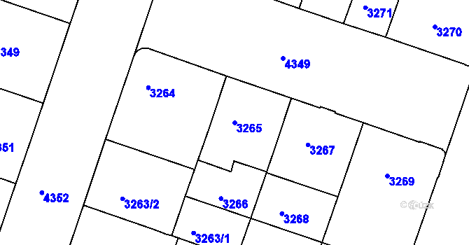 Parcela st. 3265 v KÚ Teplice, Katastrální mapa
