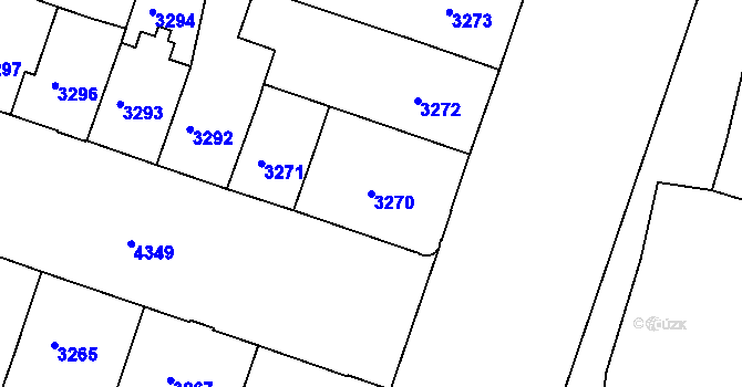 Parcela st. 3270 v KÚ Teplice, Katastrální mapa