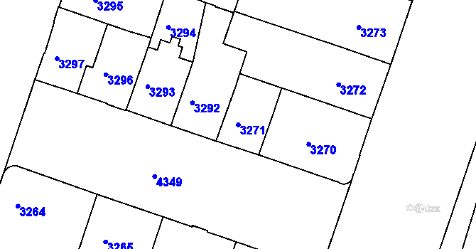 Parcela st. 3271 v KÚ Teplice, Katastrální mapa