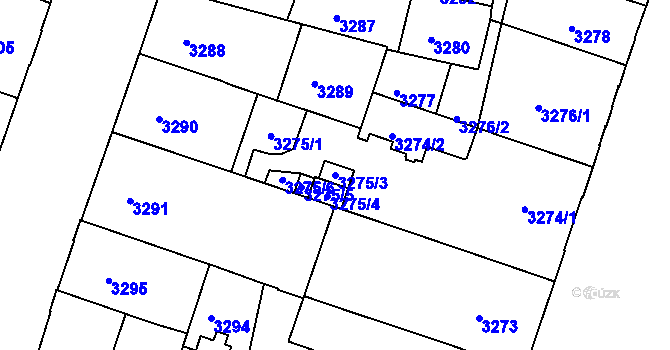 Parcela st. 3275/3 v KÚ Teplice, Katastrální mapa