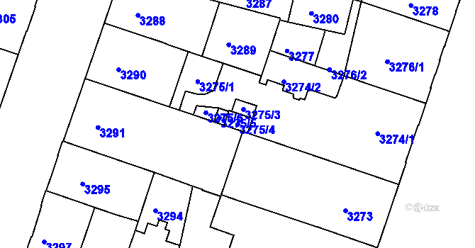 Parcela st. 3275/4 v KÚ Teplice, Katastrální mapa