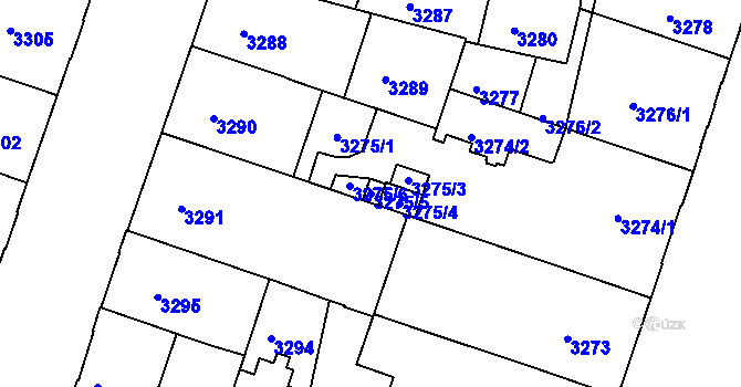 Parcela st. 3275/5 v KÚ Teplice, Katastrální mapa
