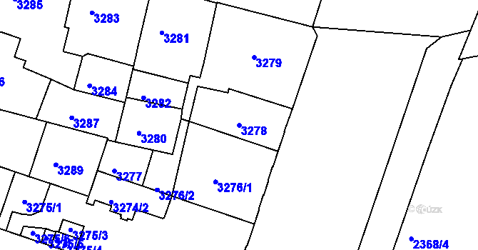 Parcela st. 3278 v KÚ Teplice, Katastrální mapa