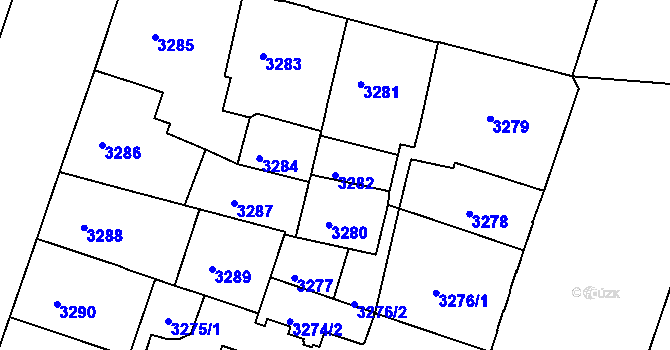 Parcela st. 3282 v KÚ Teplice, Katastrální mapa
