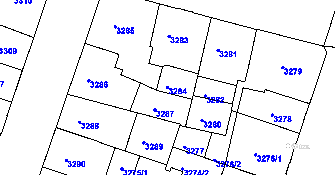 Parcela st. 3284 v KÚ Teplice, Katastrální mapa