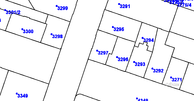 Parcela st. 3297 v KÚ Teplice, Katastrální mapa