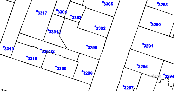 Parcela st. 3299 v KÚ Teplice, Katastrální mapa