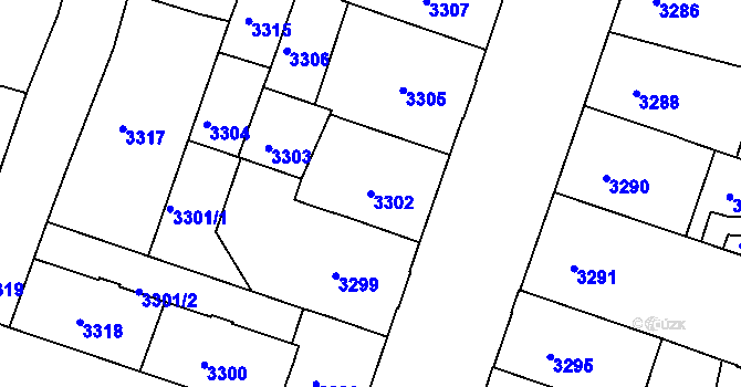 Parcela st. 3302 v KÚ Teplice, Katastrální mapa