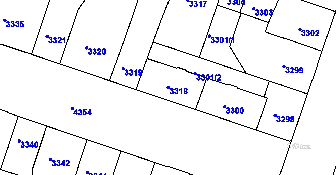 Parcela st. 3318 v KÚ Teplice, Katastrální mapa