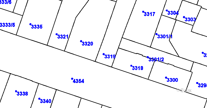 Parcela st. 3319 v KÚ Teplice, Katastrální mapa
