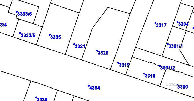 Parcela st. 3320 v KÚ Teplice, Katastrální mapa