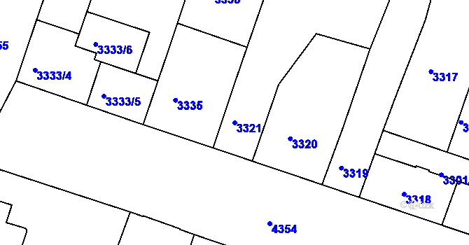 Parcela st. 3321 v KÚ Teplice, Katastrální mapa