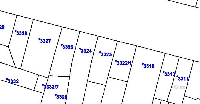 Parcela st. 3323 v KÚ Teplice, Katastrální mapa