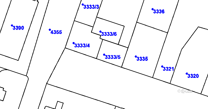 Parcela st. 3333/5 v KÚ Teplice, Katastrální mapa