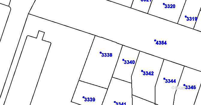 Parcela st. 3338 v KÚ Teplice, Katastrální mapa